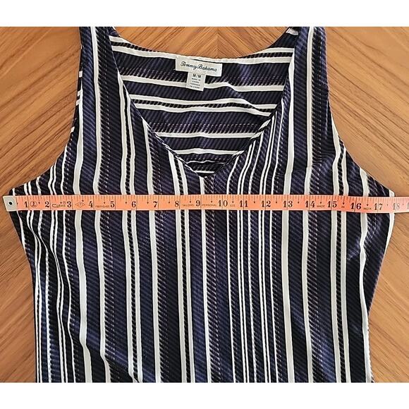 TOMMY BAHAMA ANOCHE Asymmetric Hem Stripe Jersey Knit Maxi Dress Stripe Medium - Picture 4 of 7